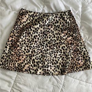 Leopard Satin Skirt